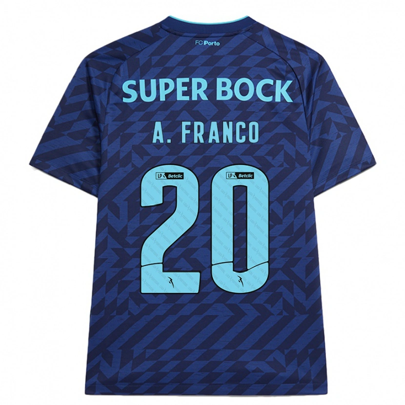 Danxen Mujer Camiseta André Franco #20 Azul Marino Equipación Tercera 2024/25 La Camisa México