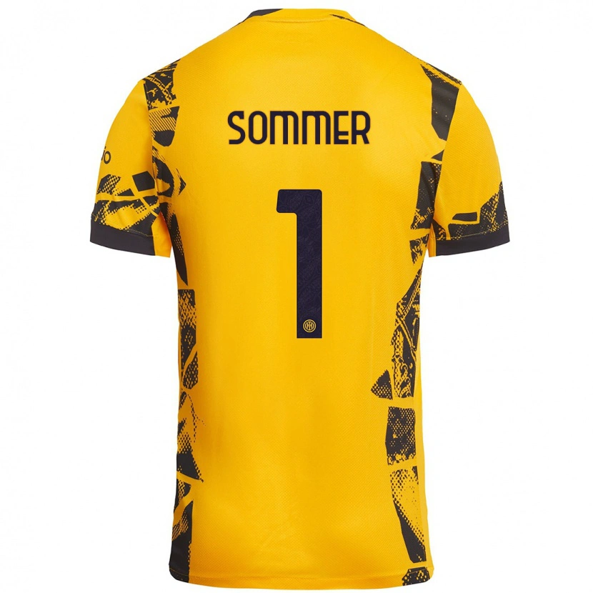 Danxen Mujer Camiseta Yann Sommer #1 Dorado Negro Equipación Tercera 2024/25 La Camisa México