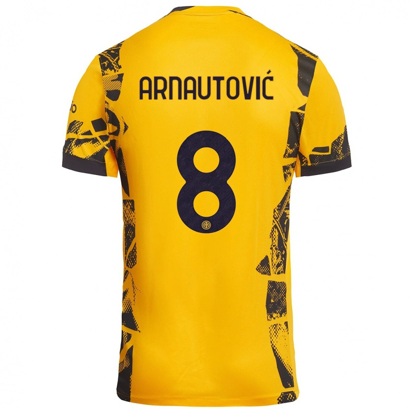 Danxen Mujer Camiseta Marko Arnautovic #8 Dorado Negro Equipación Tercera 2024/25 La Camisa México