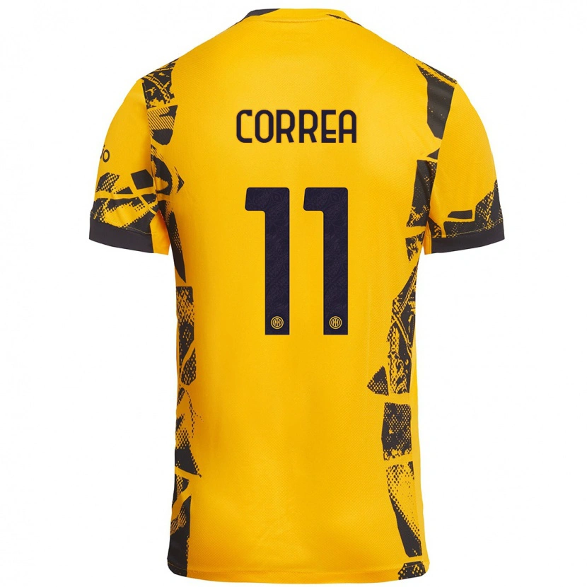 Danxen Mujer Camiseta Joaquín Correa #11 Dorado Negro Equipación Tercera 2024/25 La Camisa México
