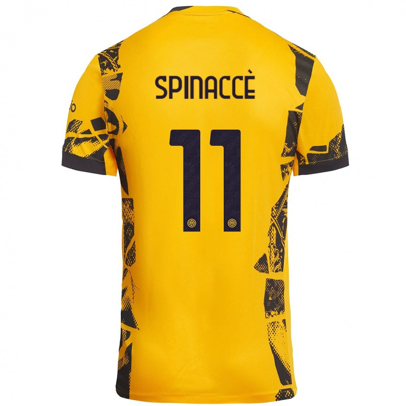 Danxen Mujer Camiseta Matteo Spinaccè #11 Dorado Negro Equipación Tercera 2024/25 La Camisa México
