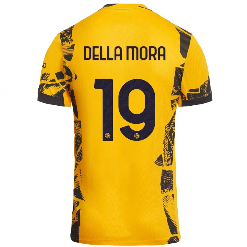Danxen Mujer Camiseta Tommaso Della Mora #19 Dorado Negro Equipación Tercera 2024/25 La Camisa México