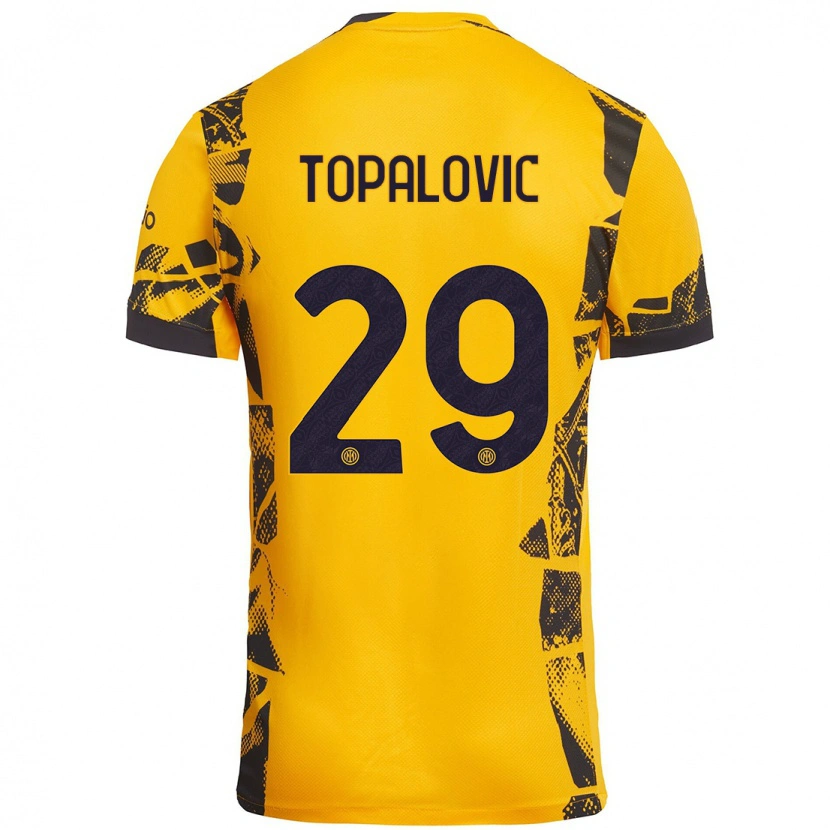 Danxen Mujer Camiseta Luka Topalovic #29 Dorado Negro Equipación Tercera 2024/25 La Camisa México