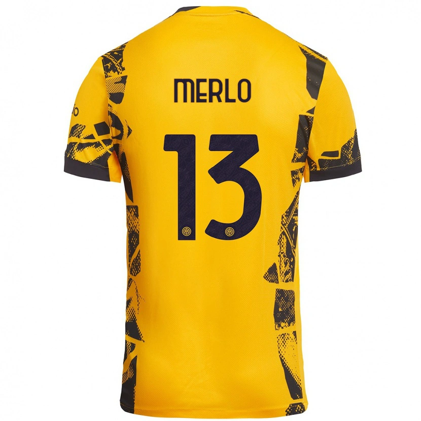 Danxen Mujer Camiseta Beatrice Merlo #13 Dorado Negro Equipación Tercera 2024/25 La Camisa México