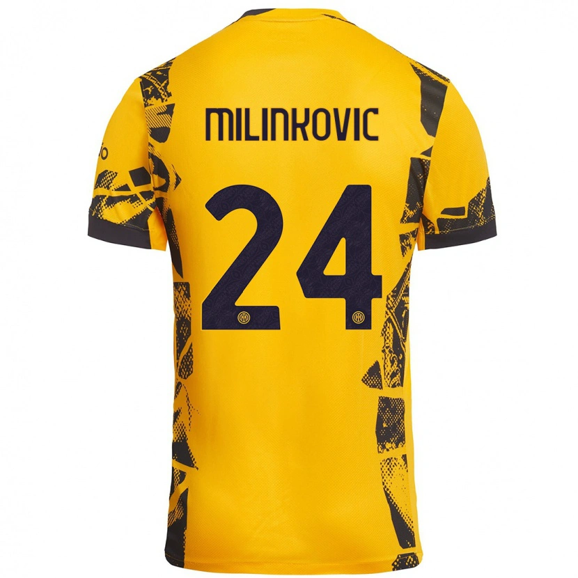 Danxen Mujer Camiseta Marija Milinković #24 Dorado Negro Equipación Tercera 2024/25 La Camisa México