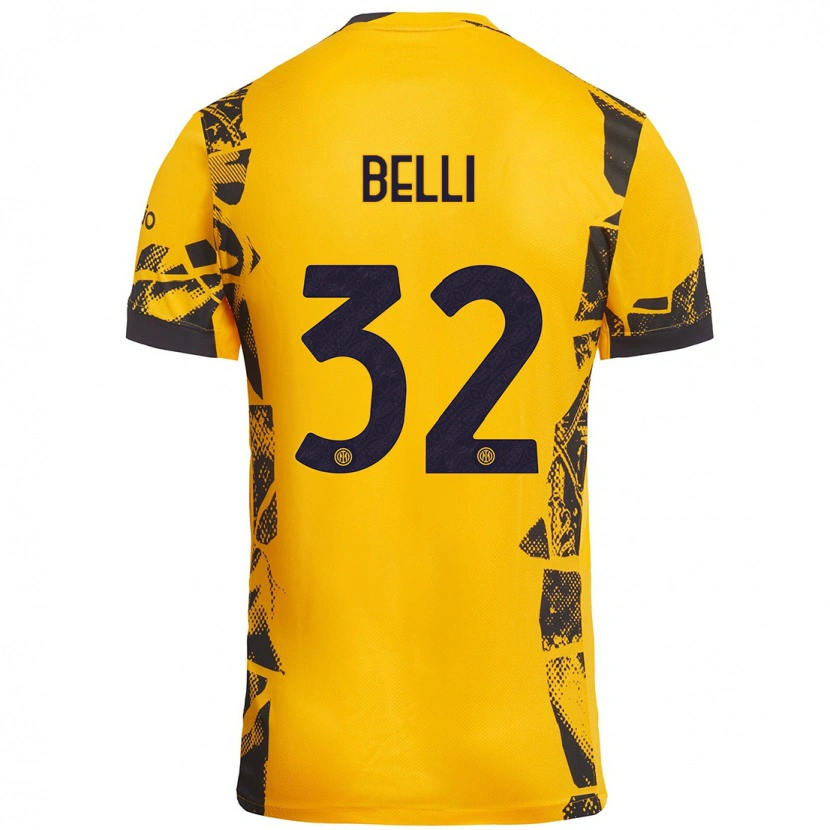 Danxen Mujer Camiseta Elena Belli #32 Dorado Negro Equipación Tercera 2024/25 La Camisa México