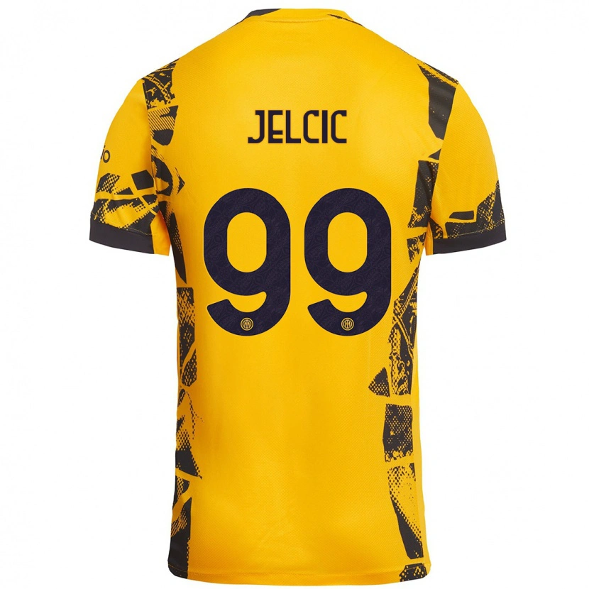 Danxen Mujer Camiseta Maja Jelčić #99 Dorado Negro Equipación Tercera 2024/25 La Camisa México