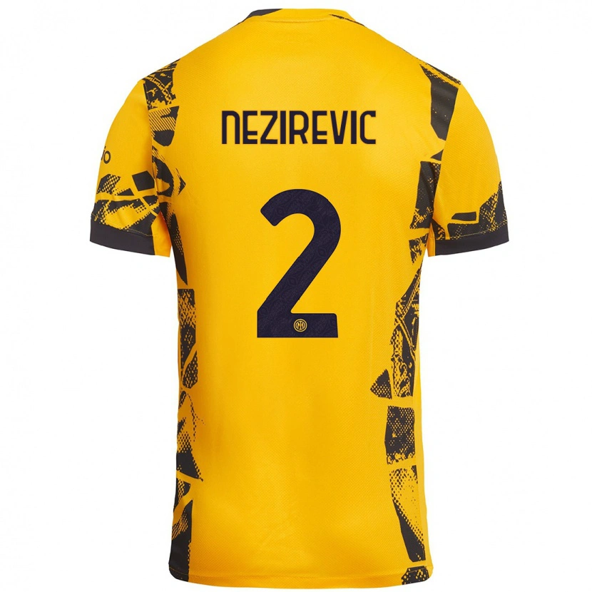 Danxen Mujer Camiseta Alem Nezirevic #2 Dorado Negro Equipación Tercera 2024/25 La Camisa México
