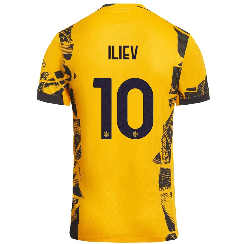 Danxen Mujer Camiseta Nikola Iliev #10 Dorado Negro Equipación Tercera 2024/25 La Camisa México