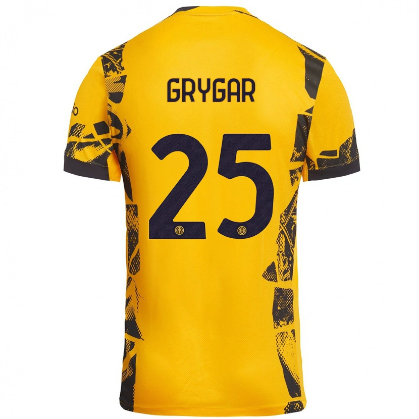 Danxen Mujer Camiseta Samuel Grygar #25 Dorado Negro Equipación Tercera 2024/25 La Camisa México