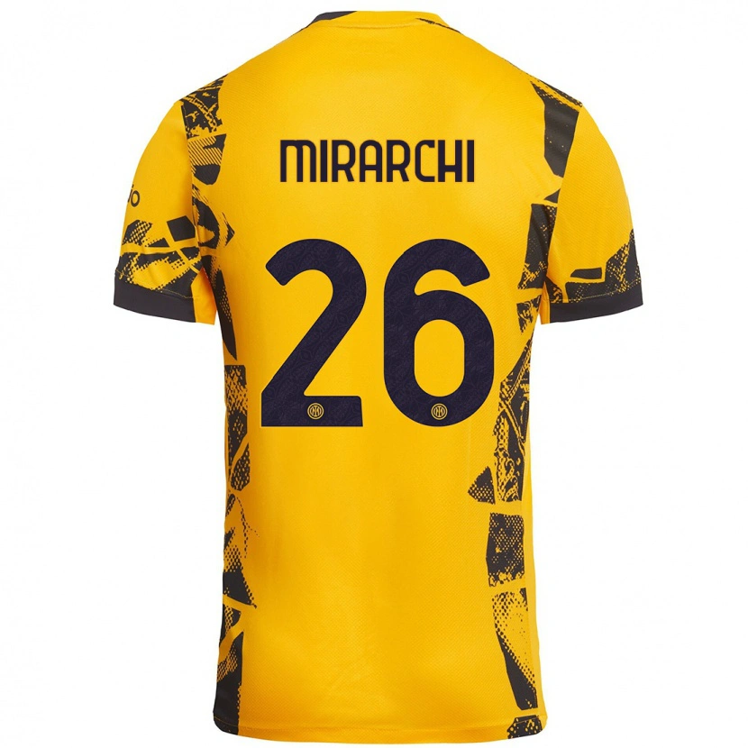 Danxen Mujer Camiseta Mattia Mirarchi #26 Dorado Negro Equipación Tercera 2024/25 La Camisa México