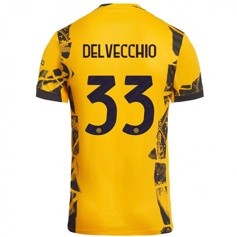 Danxen Mujer Camiseta Gabriele Delvecchio #33 Dorado Negro Equipación Tercera 2024/25 La Camisa México