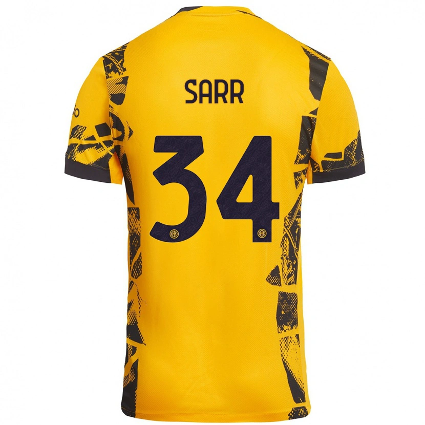 Danxen Mujer Camiseta Amadou Sarr #34 Dorado Negro Equipación Tercera 2024/25 La Camisa México