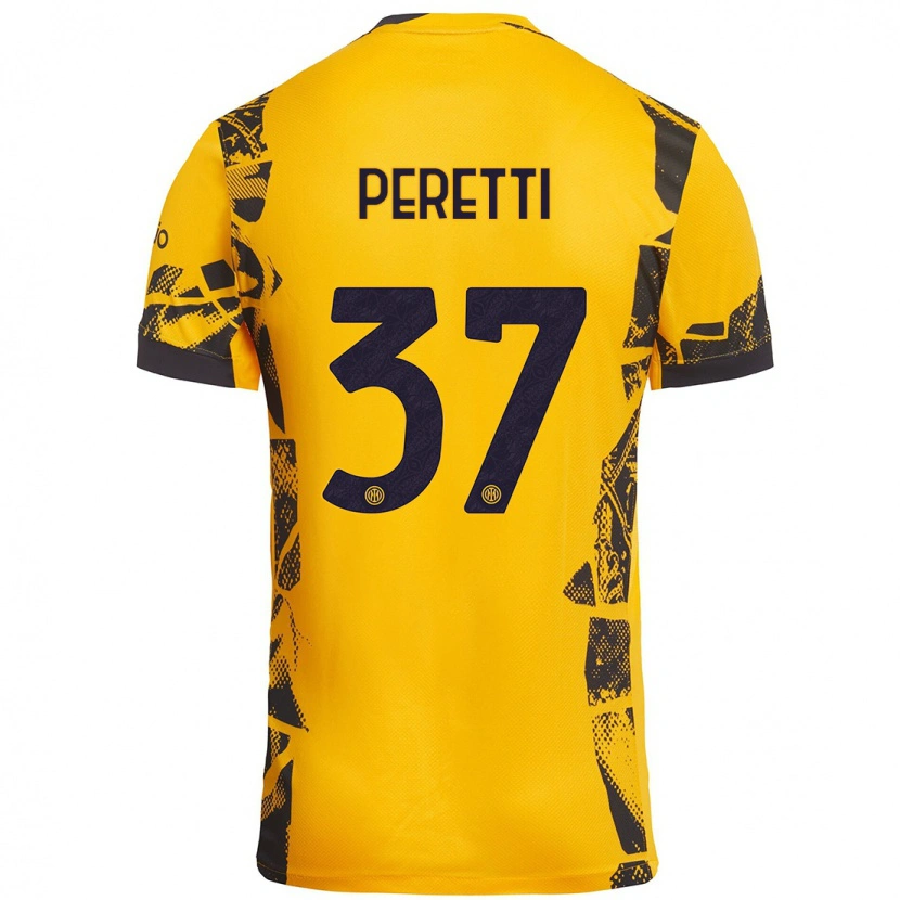 Danxen Mujer Camiseta Lorenzo Peretti #37 Dorado Negro Equipación Tercera 2024/25 La Camisa México