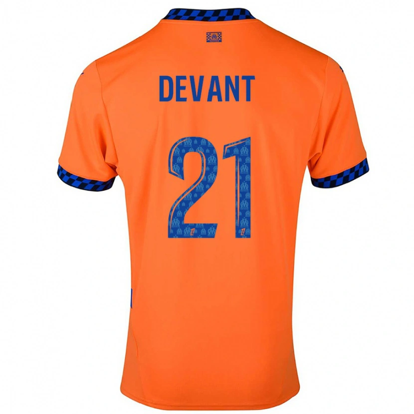 Danxen Mujer Camiseta Caroline Devant #21 Naranja Azul Oscuro Equipación Tercera 2024/25 La Camisa México