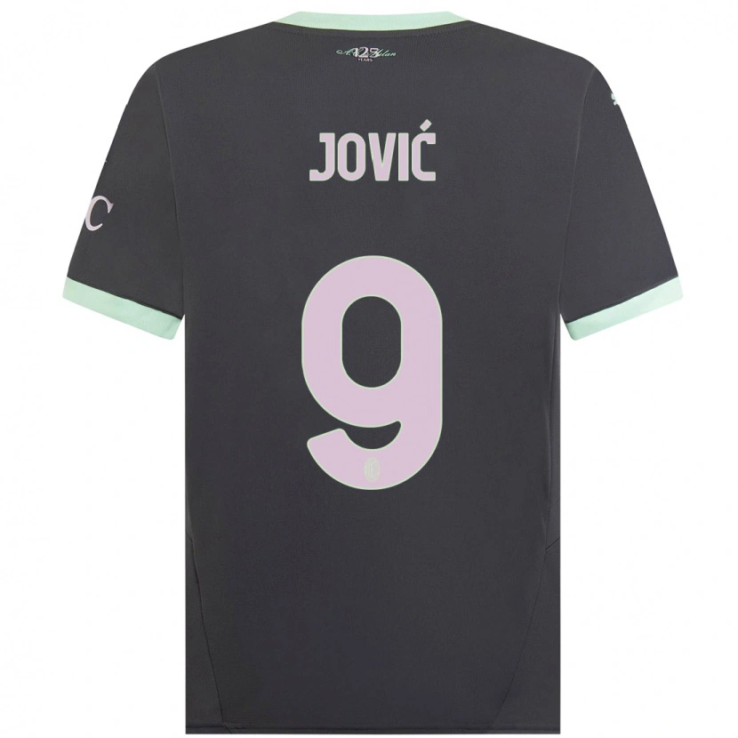 Danxen Mujer Camiseta Luka Jović #9 Gris Equipación Tercera 2024/25 La Camisa México