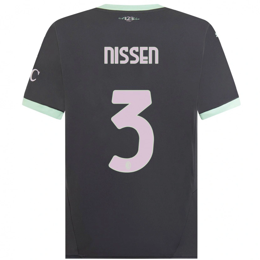 Danxen Mujer Camiseta Fredrik Nissen #3 Gris Equipación Tercera 2024/25 La Camisa México