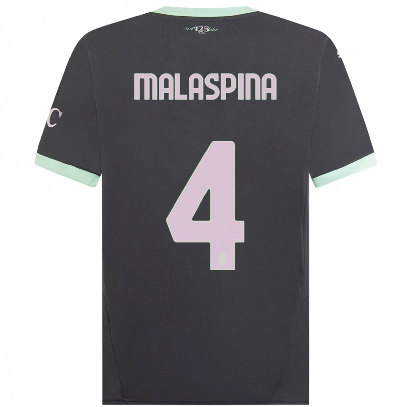 Danxen Mujer Camiseta Mattia Malaspina #4 Gris Equipación Tercera 2024/25 La Camisa México