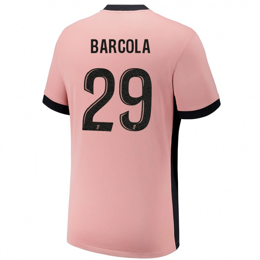 Danxen Mujer Camiseta Bradley Barcola #29 Rosa Óxido Equipación Tercera 2024/25 La Camisa México