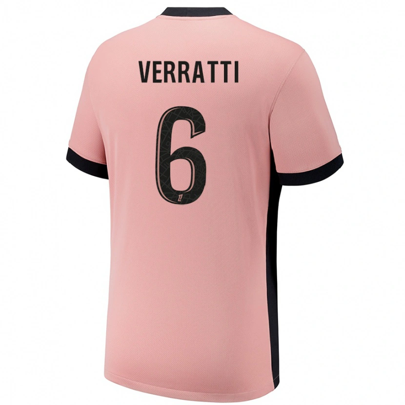 Danxen Mujer Camiseta Marco Verratti #6 Rosa Óxido Equipación Tercera 2024/25 La Camisa México