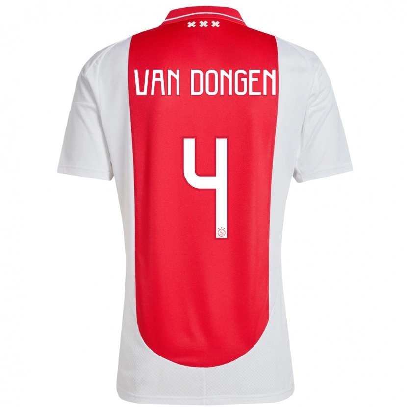 Danxen Niño Camiseta Bram Van Dongen #4 Rojo Blanco 1ª Equipación 2024/25 La Camisa México