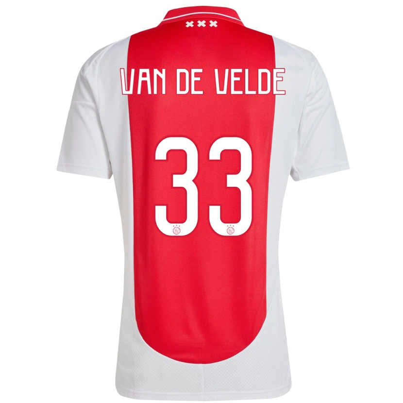Danxen Niño Camiseta Jonna Van De Velde #33 Rojo Blanco 1ª Equipación 2024/25 La Camisa México