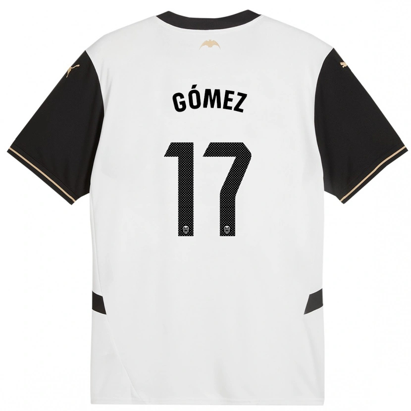 Danxen Niño Camiseta Dani Gómez #17 Blanco Negro 1ª Equipación 2024/25 La Camisa México