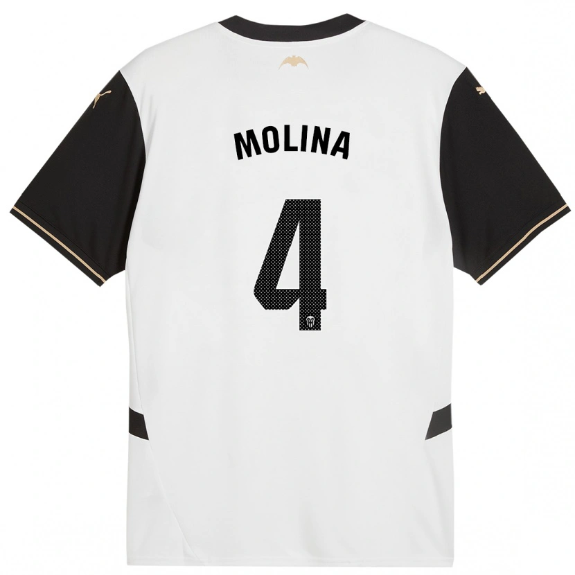 Danxen Niño Camiseta María Molina #4 Blanco Negro 1ª Equipación 2024/25 La Camisa México