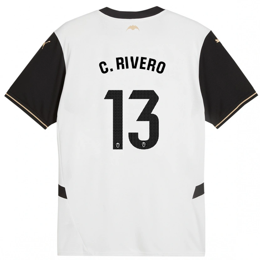 Danxen Niño Camiseta Cristian Rivero #13 Blanco Negro 1ª Equipación 2024/25 La Camisa México
