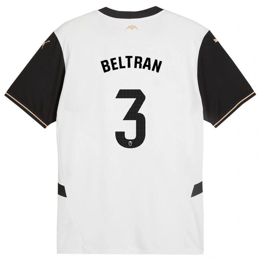 Danxen Niño Camiseta Bea Beltran #3 Blanco Negro 1ª Equipación 2024/25 La Camisa México