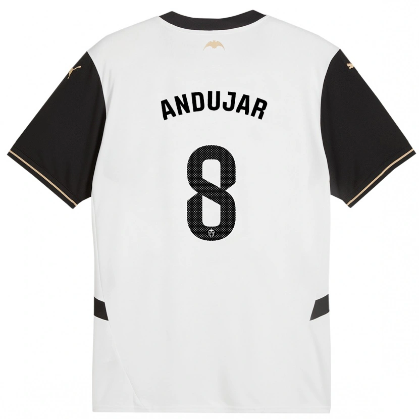 Danxen Niño Camiseta Candela Andujar #8 Blanco Negro 1ª Equipación 2024/25 La Camisa México