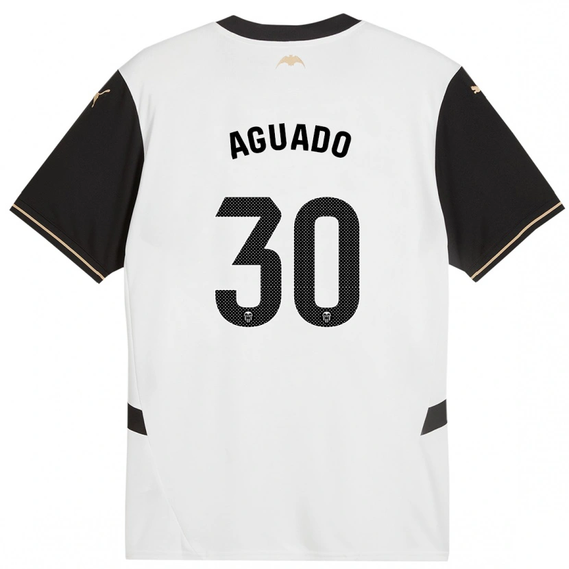 Danxen Niño Camiseta Julia Aguado #30 Blanco Negro 1ª Equipación 2024/25 La Camisa México