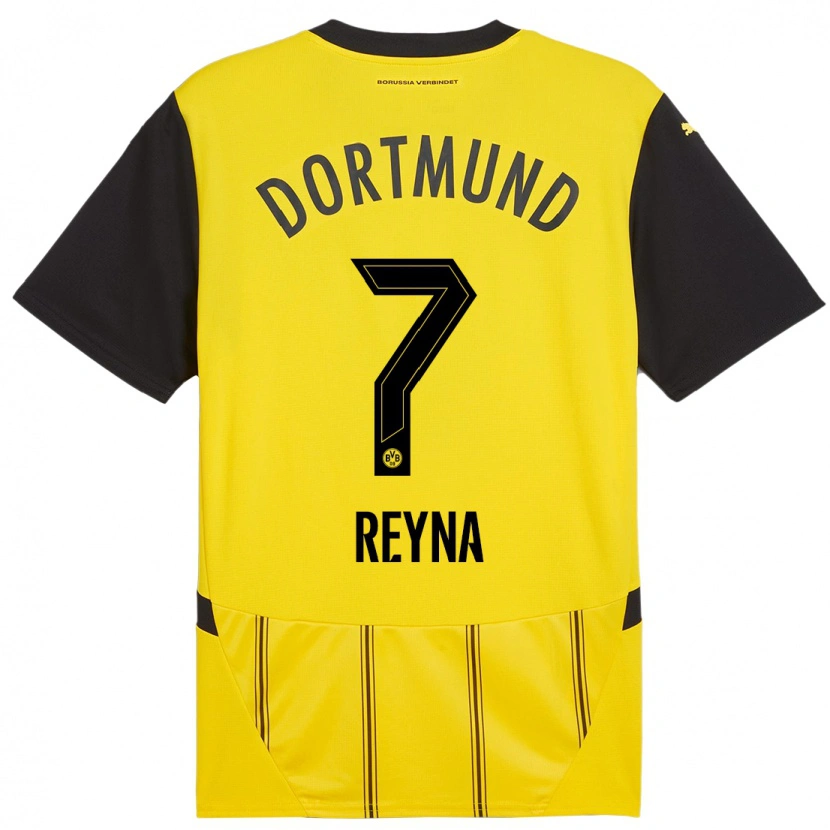 Danxen Niño Camiseta Giovanni Reyna #7 Amarillo Negro 1ª Equipación 2024/25 La Camisa México
