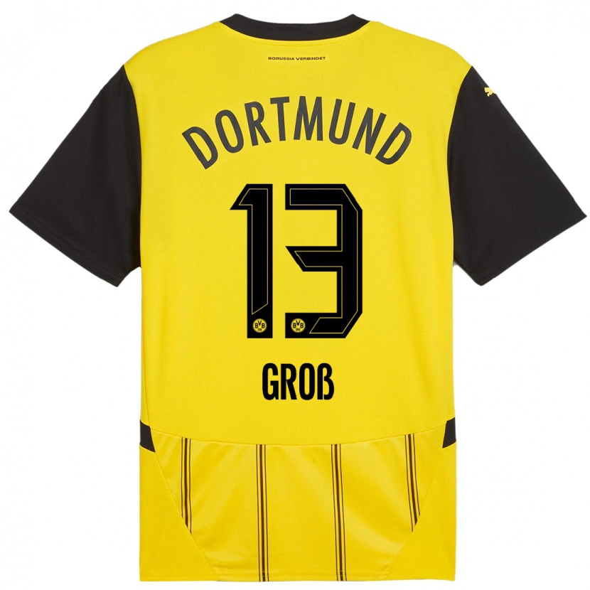Danxen Niño Camiseta Pascal Groß #13 Amarillo Negro 1ª Equipación 2024/25 La Camisa México