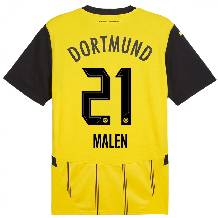 Danxen Niño Camiseta Donyell Malen #21 Amarillo Negro 1ª Equipación 2024/25 La Camisa México