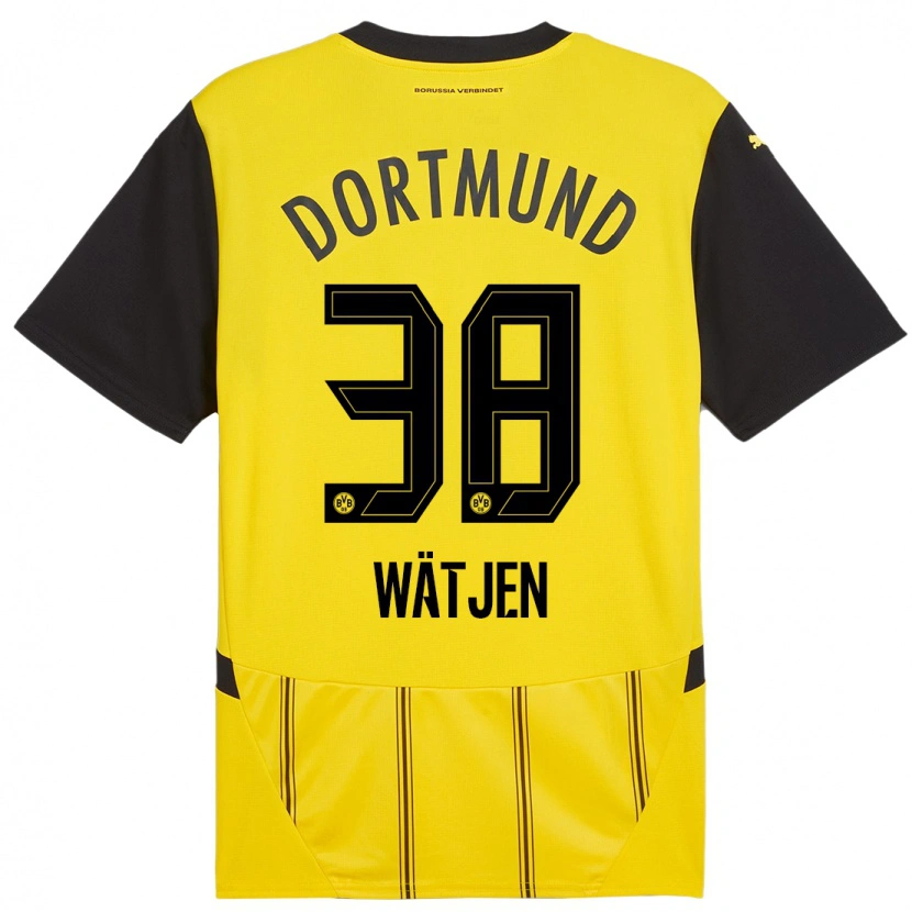 Danxen Niño Camiseta Kjell Wätjen #38 Amarillo Negro 1ª Equipación 2024/25 La Camisa México