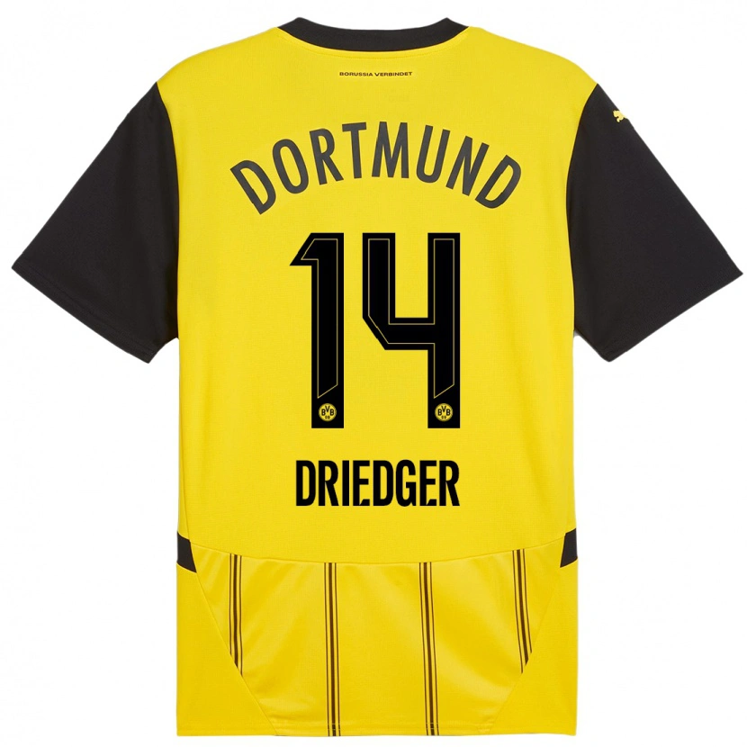 Danxen Niño Camiseta Julian Driedger #14 Amarillo Negro 1ª Equipación 2024/25 La Camisa México