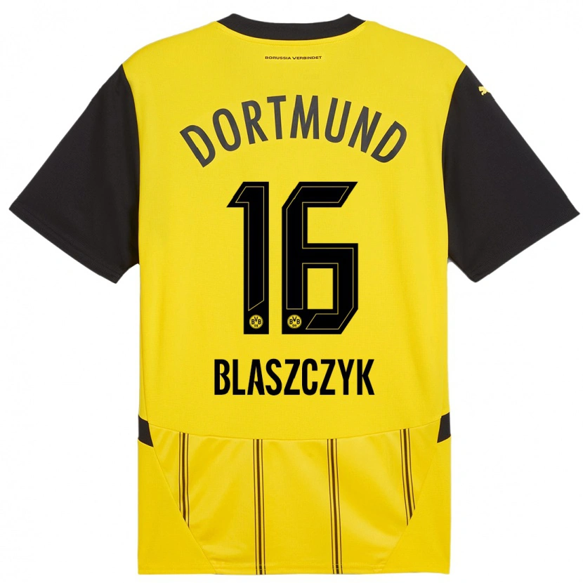 Danxen Niño Camiseta Oliwer Blaszczyk #16 Amarillo Negro 1ª Equipación 2024/25 La Camisa México