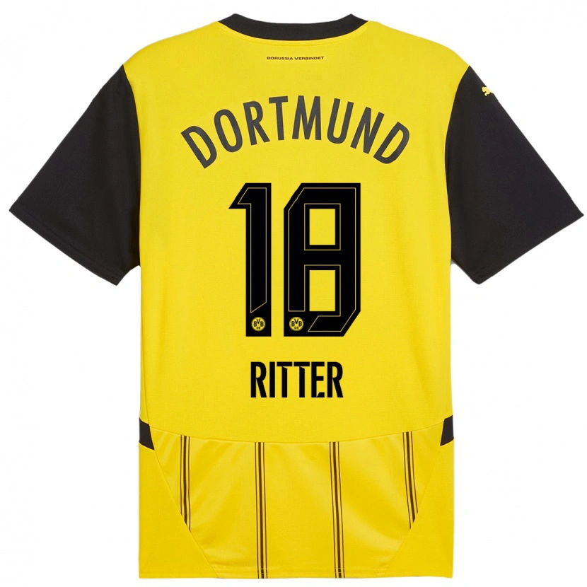Danxen Niño Camiseta Roméo Ritter #18 Amarillo Negro 1ª Equipación 2024/25 La Camisa México