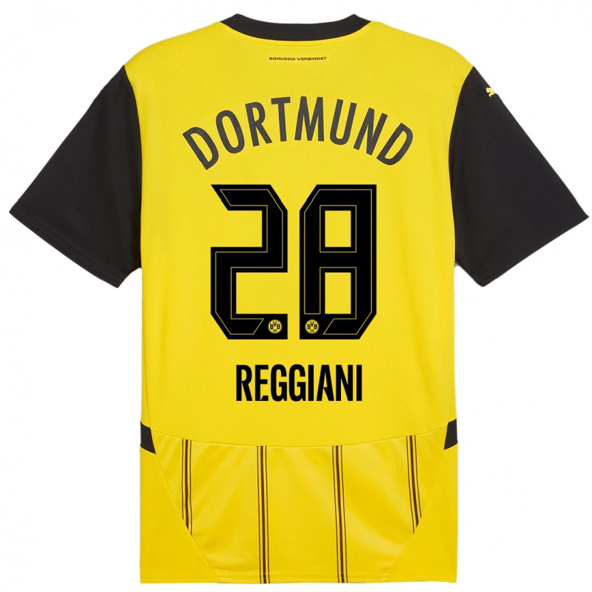 Danxen Niño Camiseta Luca Reggiani #28 Amarillo Negro 1ª Equipación 2024/25 La Camisa México