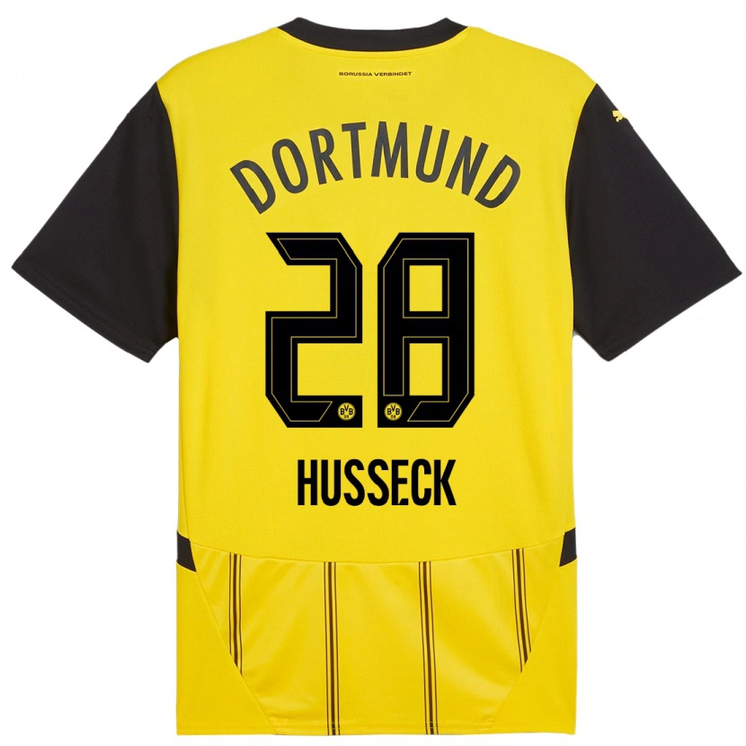 Danxen Niño Camiseta Jonah Husseck #28 Amarillo Negro 1ª Equipación 2024/25 La Camisa México