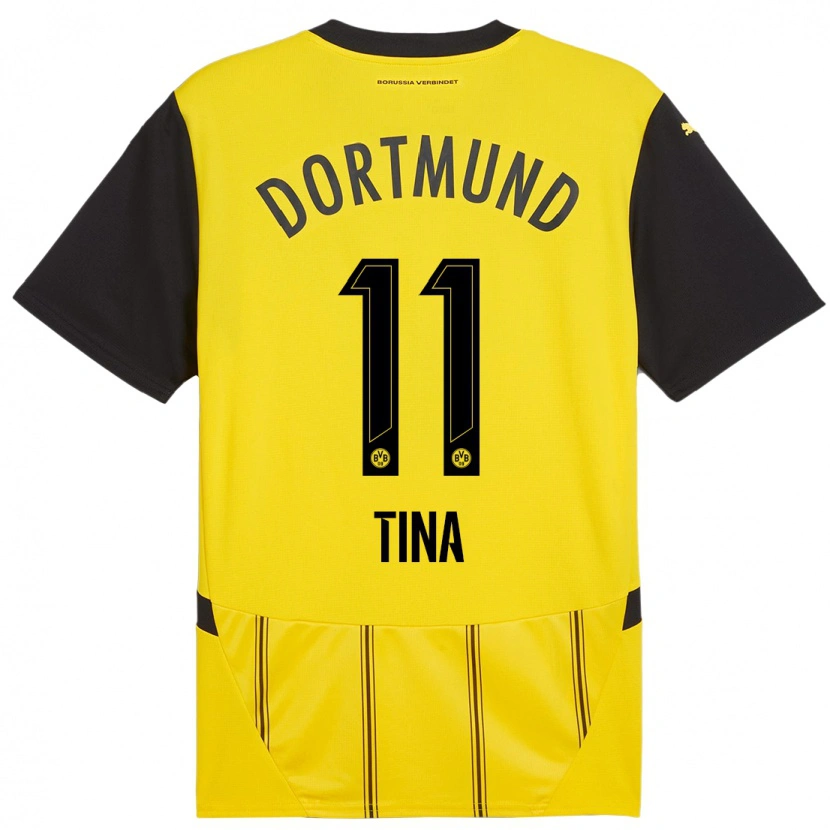 Danxen Niño Camiseta Abdulla Tina #11 Amarillo Negro 1ª Equipación 2024/25 La Camisa México