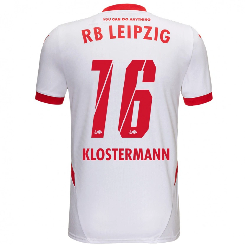 Danxen Niño Camiseta Lukas Klostermann #16 Blanco Rojo 1ª Equipación 2024/25 La Camisa México