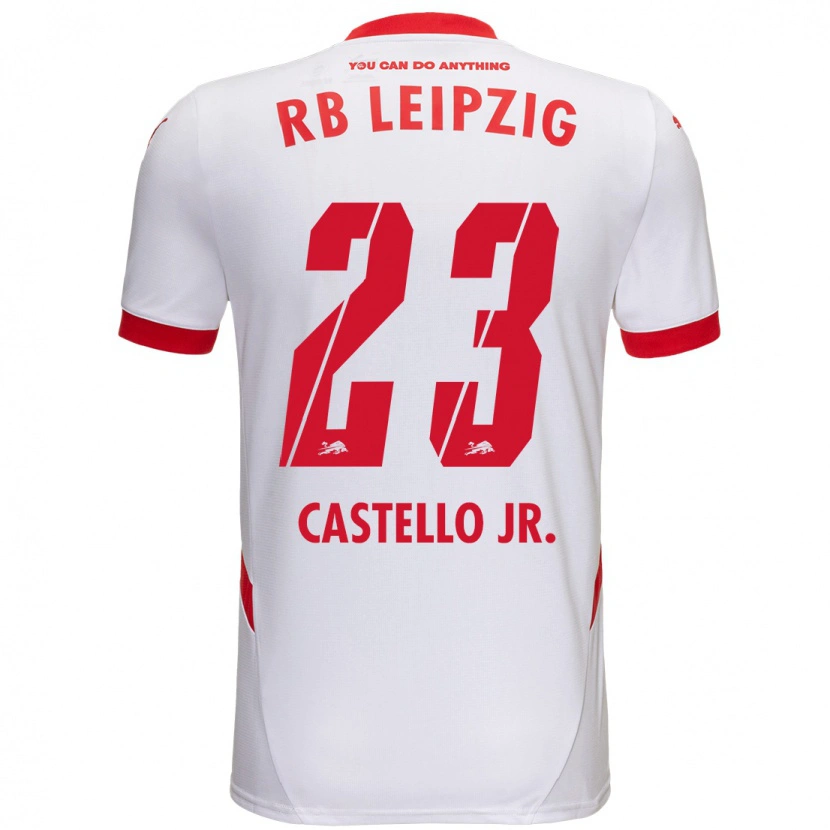 Danxen Niño Camiseta Castello Lukeba #23 Blanco Rojo 1ª Equipación 2024/25 La Camisa México