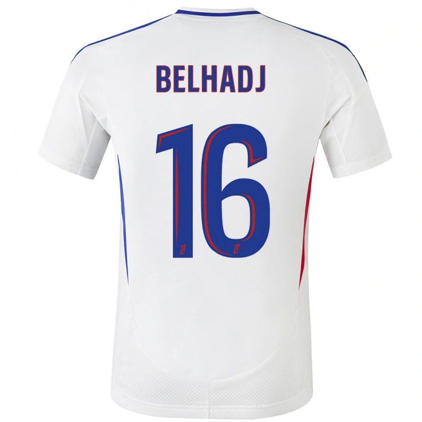 Danxen Niño Camiseta Féerine Belhadj #16 Blanco Azul 1ª Equipación 2024/25 La Camisa México