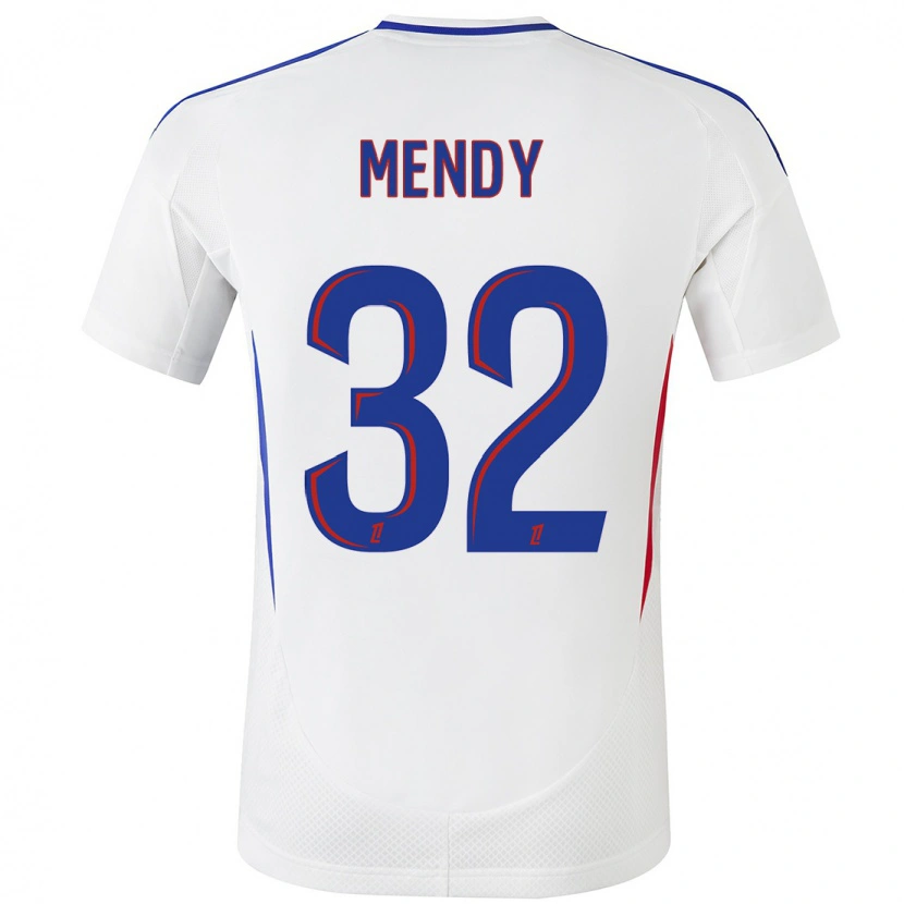 Danxen Niño Camiseta Maeline Mendy #32 Blanco Azul 1ª Equipación 2024/25 La Camisa México