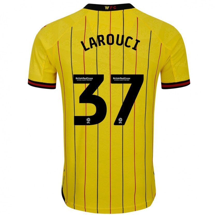 Danxen Niño Camiseta Yasser Larouci #37 Amarillo Negro 1ª Equipación 2024/25 La Camisa México