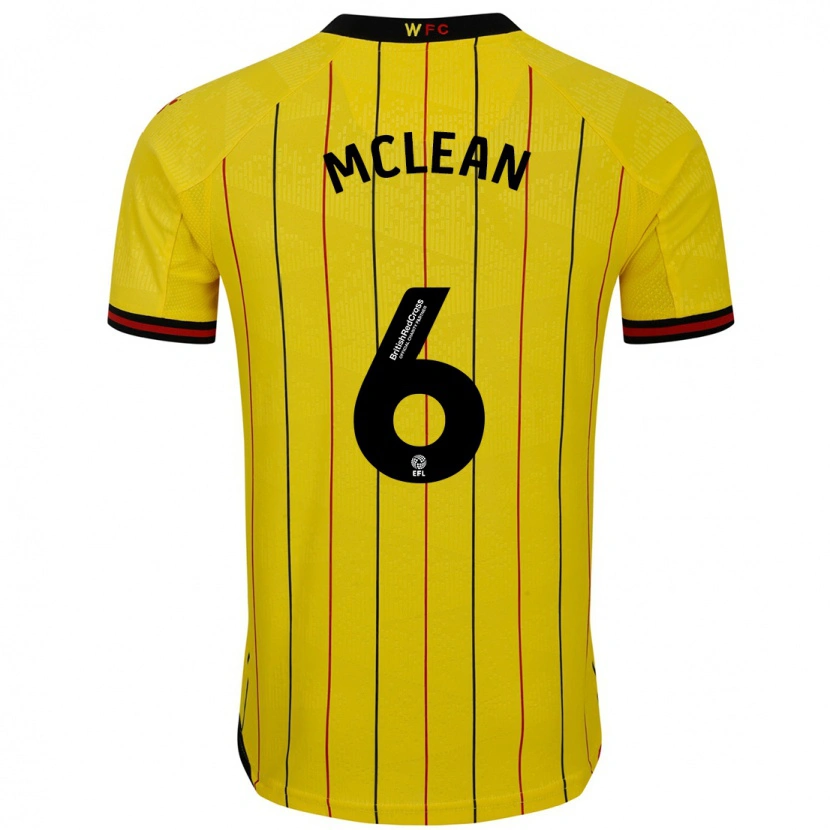 Danxen Niño Camiseta Sophie Mclean #6 Amarillo Negro 1ª Equipación 2024/25 La Camisa México