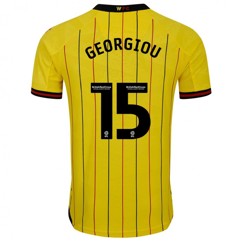 Danxen Niño Camiseta Andria Georgiou #15 Amarillo Negro 1ª Equipación 2024/25 La Camisa México