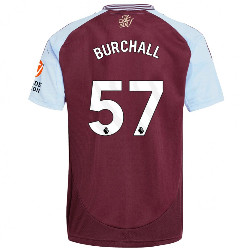 Danxen Niño Camiseta Ajani Burchall #57 Borgoña Azul Cielo 1ª Equipación 2024/25 La Camisa México